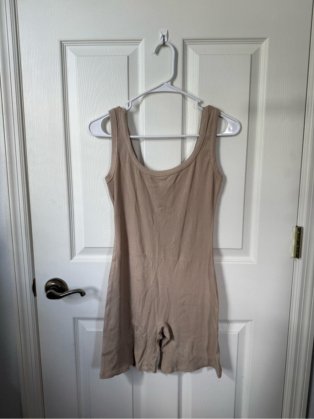 Beige Scoop Neck Romper Bodysuit